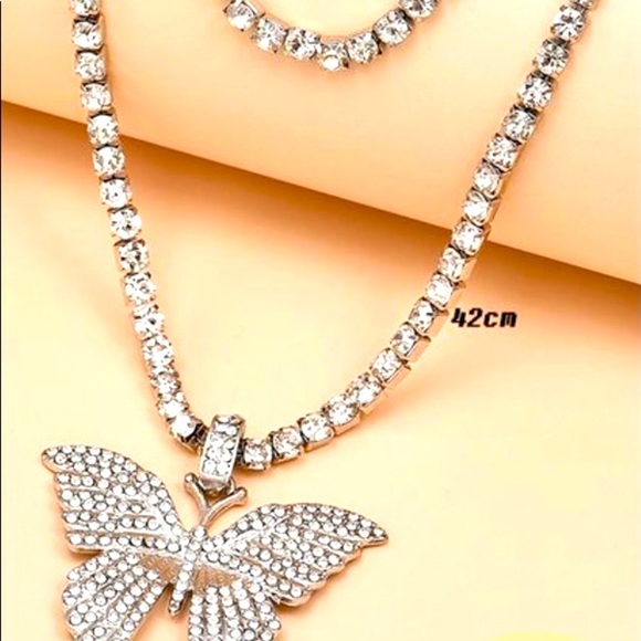 HP 🎉 Silver Diamond Pendant Necklace 2 Ways - Picture 3 of 4